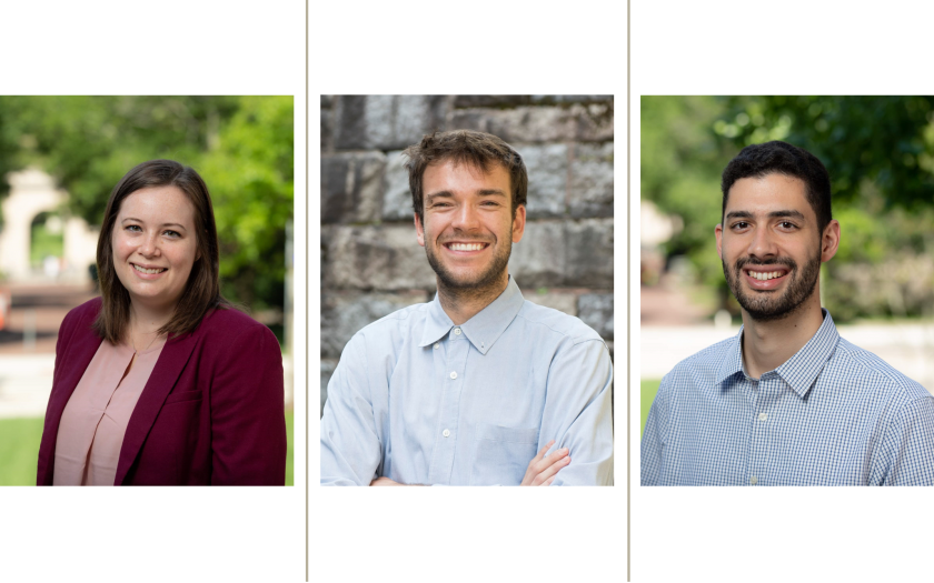 Three PhD student portraits in a row
