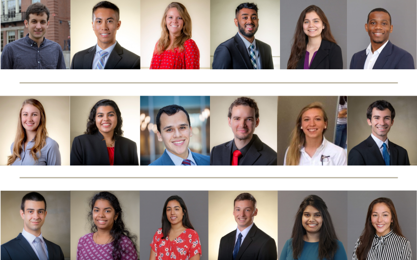 18 Master's student portraits arranged in a grid