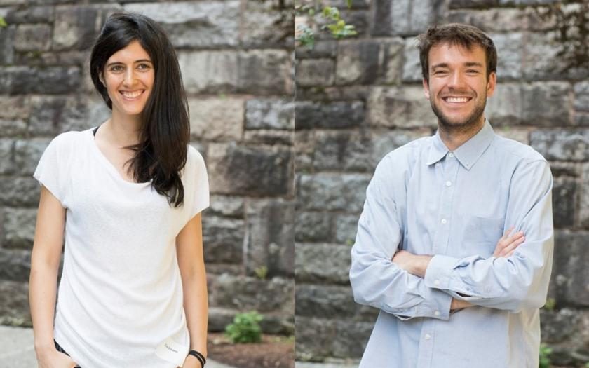 Lis Evans and Bel Wilks portraits in front of a stone wall