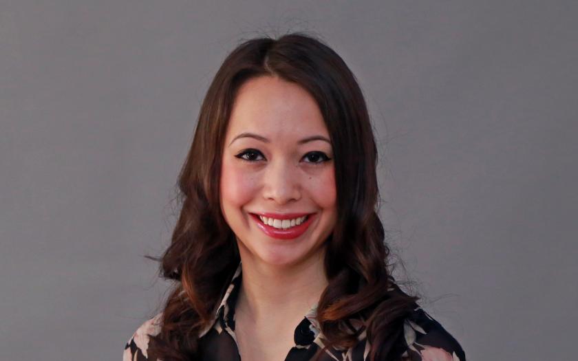 Samantha Zambuto portrait on a dark gray background