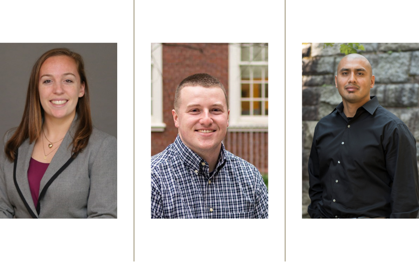 3 PhD students portraits in a row