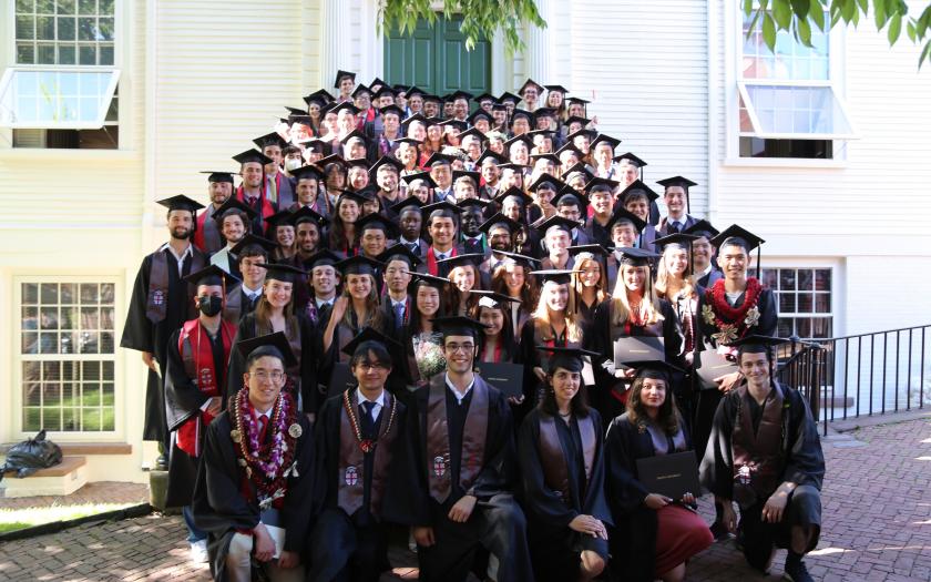 Graduates taking a group photo