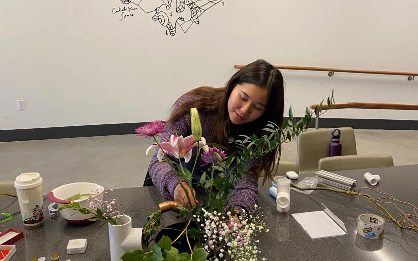 Lisa Okazaki demonstrates Ikebana