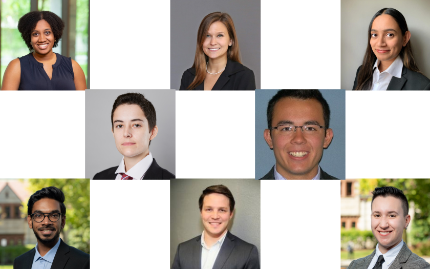 Eight thesis defenders in a grid